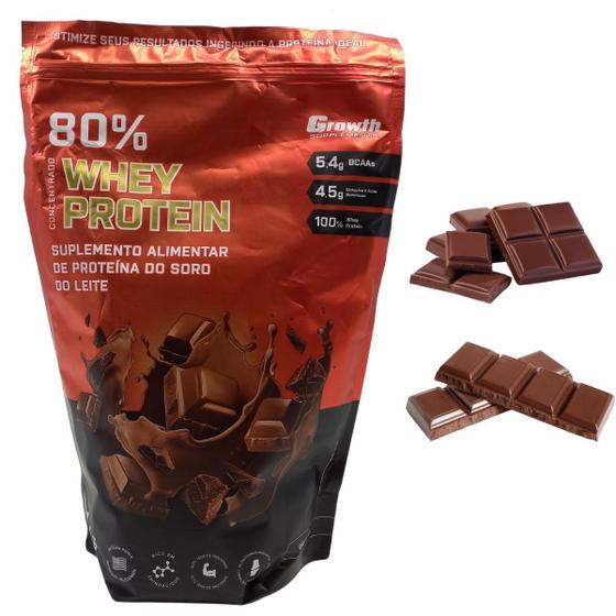 Whey Growth 80 Proteína Concentrada Sabor Chocolate 1kg BRN FITNESS