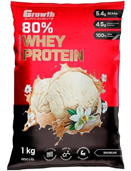 Imagem de Whey Growth Concentrado 80% Protein Supplements 1Kg Sabores