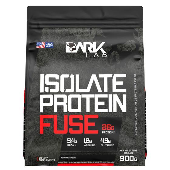 Imagem de Whey Isolate Protein Fuse 900g  BCAAs  Whey Protein  Glutamina e Aminoácidos Essenciais  Ganho de Músculos  Ganho de Peso sem Gordura Dark Lab