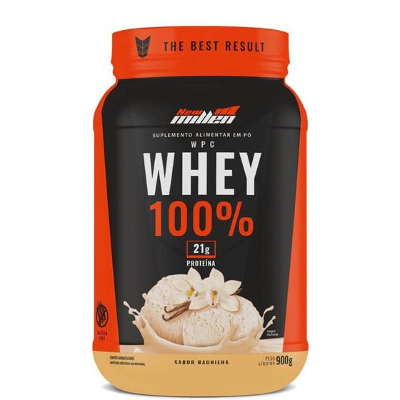Imagem de Whey protein 100% concentrado (sabores variados) pote 900g - new millen