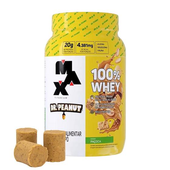 Imagem de Whey Protein 100% Dr Peanut Pote 900g Max Titanium Suplemento Em Pó Sabores Wei Proteim Treino Força