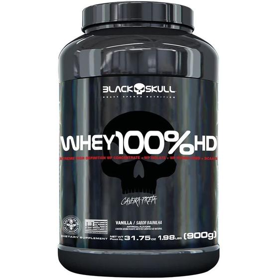 Imagem de Whey Protein 100%HD Black Skull Pote 900g - 3w Isolado Concentrado Hidrolisado
