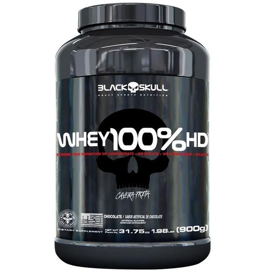 Imagem de Whey Protein 100%HD Black Skull Pote 900g - 3w Isolado Concentrado Hidrolisado