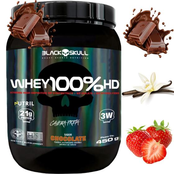 Whey Protein 100 HD Pure 450g Pote BLACK SKULL Isolado Hidrolisado Concentrado Suplemento de Proteína