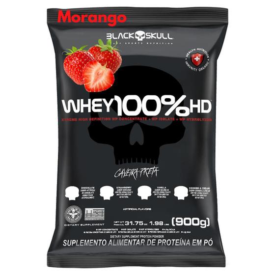 Imagem de Whey Protein 100% HD Pure 900g BLACK SKULL - Ganho de Massa e Força ( Isolado - Hidrolisado - Concentrado ) 