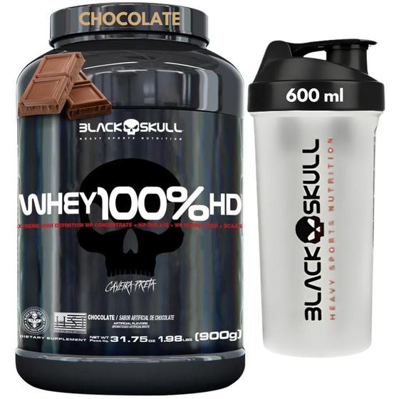 Imagem de Whey Protein 100% HD Pure POTE 900g + COQUETELEIRA 600ml - Kit Black Skull Whey 100% HD 3W Isolado - Hidrolisado - Concentrado + SHAKEIRA