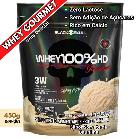 Imagem de Whey Protein 100% HD Refil GOURMET Black Skull (Isolado - Hidrolisado - Concentrado)