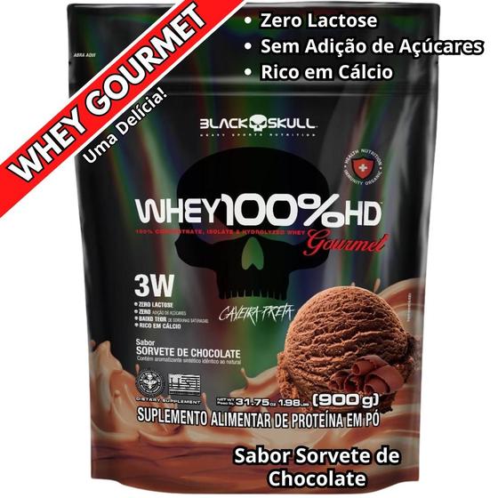 Imagem de Whey Protein 100% HD Refil GOURMET Black Skull (Isolado - Hidrolisado - Concentrado)