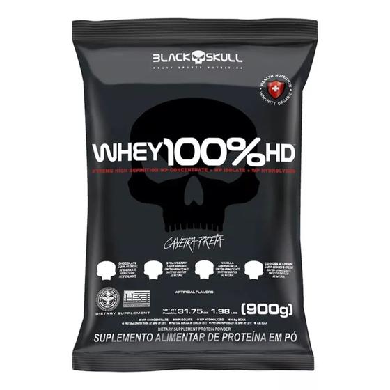 Imagem de Whey Protein 100% HD Sabor Morango Black Skull Refil C/ 900g