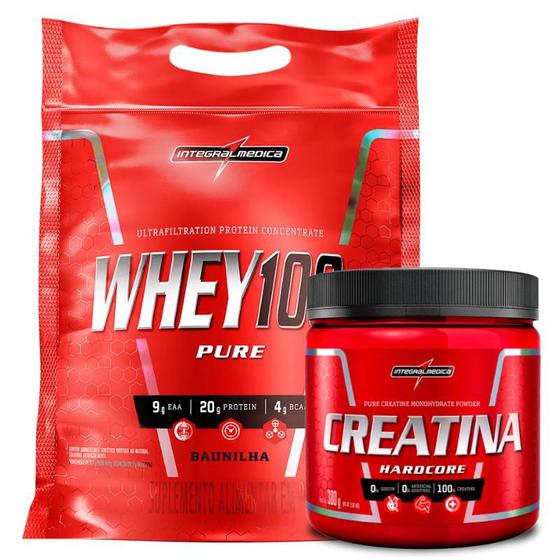 Imagem de Whey Protein 100% Pure (907g) Integralmedica - Baunilha + Creatina Hardcore (300g) Integralmedica