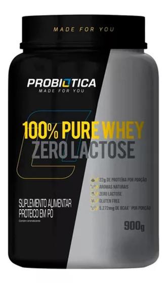 Imagem de Whey Protein 100% Pure Zero Lactose 900G -  Probiótica - Morango