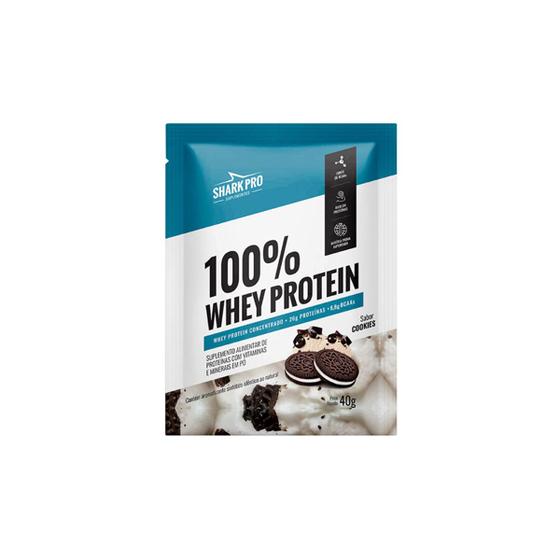 Imagem de Whey Protein 100% Sabor Cookies 40g Sachê 1 Unidade Shark Pro