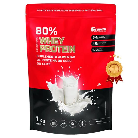 Whey Protein 80% Concentrado 1kg Growth Supplements Menor preço em Whey Protein 80% Concentrado 1kg Growth Supplements