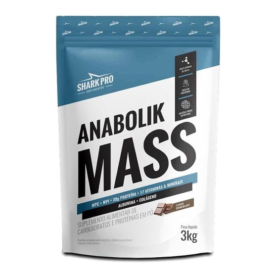 Imagem de Whey Protein Anabolik Mass Pouch Sabor Chocolate 3kg Refil Shark Pro