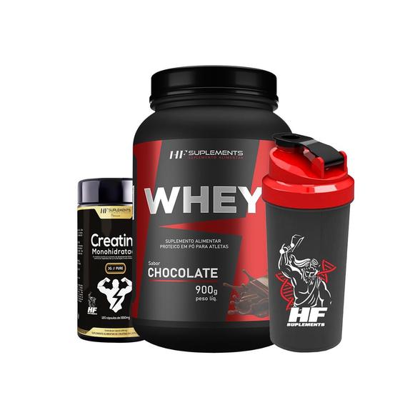 Imagem de Whey protein chocolate 900g + creatina 3g 120caps pura + coq