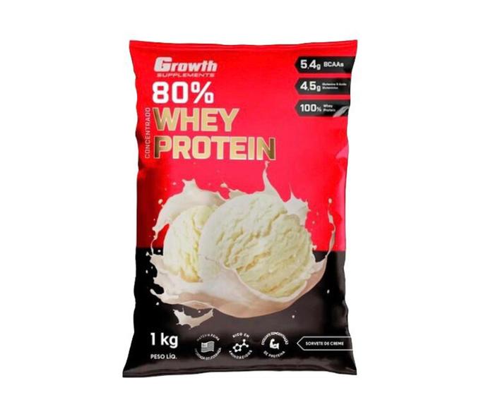 Whey protein concentrado 80% growth refil sabor sorvete de creme Menor preço em Whey protein concentrado 80% growth refil sabor sorvete de creme