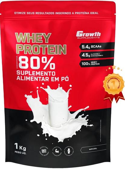Whey Protein Concentrado 80% Growth Supplements - 1kg Menor preço em Whey Protein Concentrado 80% Growth Supplements - 1kg