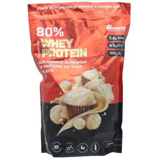 Whey Protein Concentrado Growth 1Kg Proteina Sabor Beijinho Growth