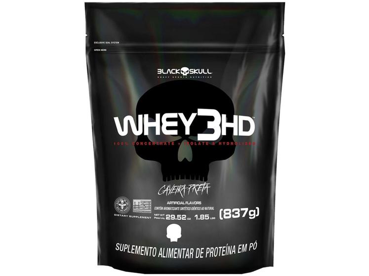 Imagem de Whey Protein Concentrado Hidrolisado Isolado - Black Skull 3 HD 837g Refil