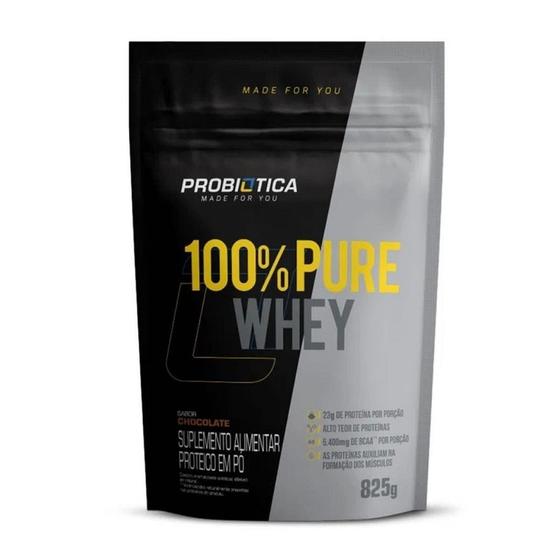 Whey Protein Concentrado Probiótica 100 Pure - 900g Chocolate Menor preço em Whey Protein Concentrado Probiótica 100 Pure - 900g Chocolate