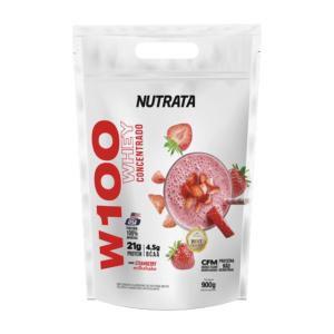 Imagem de Whey Protein Concentrado W100 900g sabor Morango Nutrata