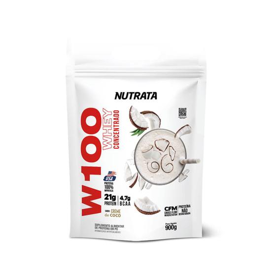 Imagem de Whey Protein Concentrado W100 Sabor Creme De Coco Refil 900g Nutrata