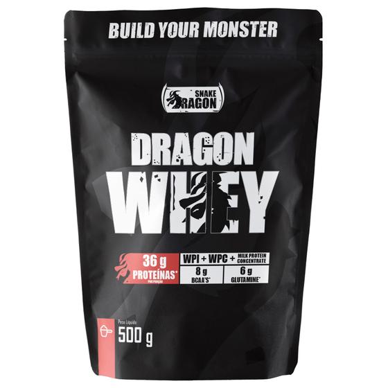 Imagem de Whey Protein Dragon 500g Proteina Isolado WPI e Concentrado WPC Milk Protein concentrate com BCAA, Glutamina e 26 Vitaminas e Minerais