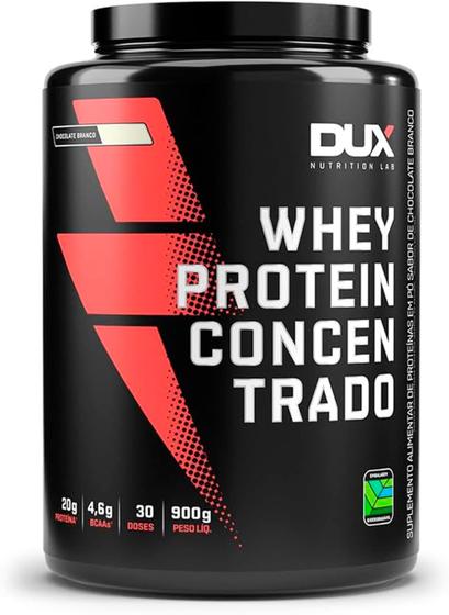 Whey protein dux whey protein concentrado 900g - sabor chocolate branco