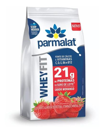 Whey Protein Em Pó Parmalat Sabor Morango Pacote 450g Menor preço em Whey Protein Em Pó Parmalat Sabor Morango Pacote 450g