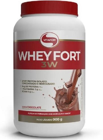 Imagem de Whey Protein Fort 3W de 900g Sabor Chocolate - Vitafor