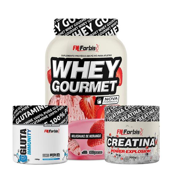 Imagem de Whey Protein Gourmet Pote 907g + Creatina 300g + Glutamina 150g -FN Forbis