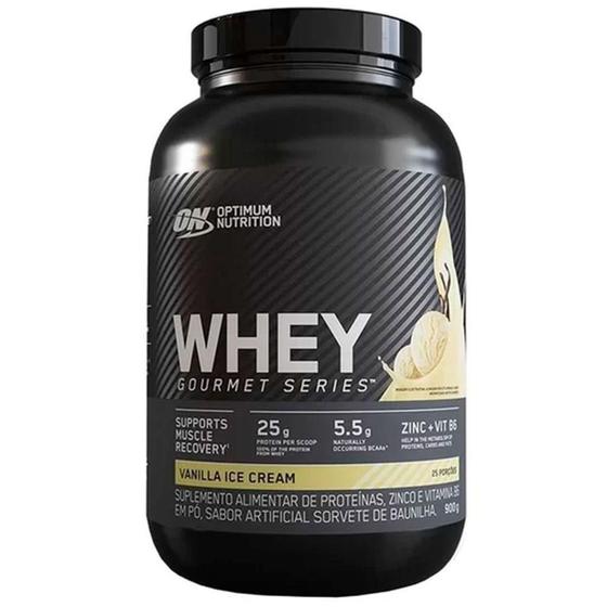 Whey Protein Gourmet Series Optimum Nutrition Sabor Baunilha 900g - GLANBIA Menor preço em Whey Protein Gourmet Series Optimum Nutrition Sabor Baunilha 900g - GLANBIA
