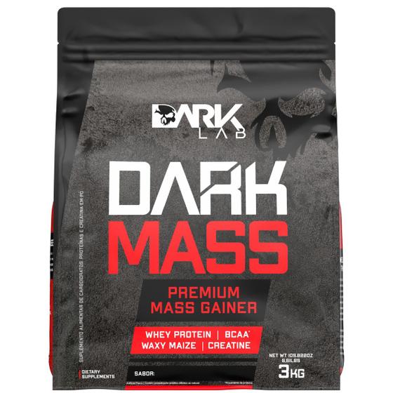 Imagem de Whey Protein Hipercalórico Dark Mass 3kg   Whey Protein  Creatina  Albumina  Waxy Maize  Zero Gordura  Ganho de Massa Muscular