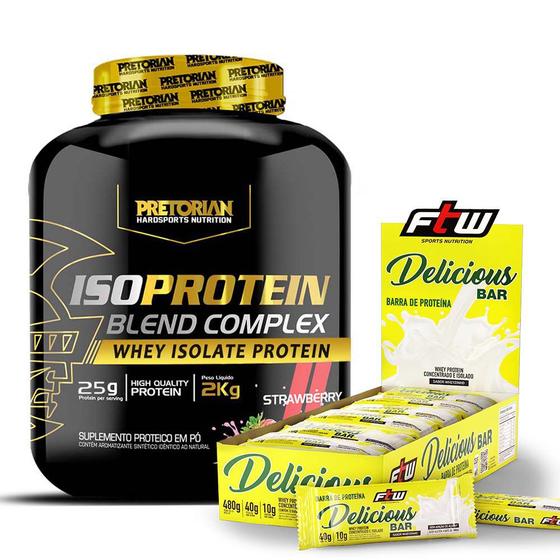Whey Protein Iso Blend 2Kg + Barra de Proteína Delicious 12Un FTW