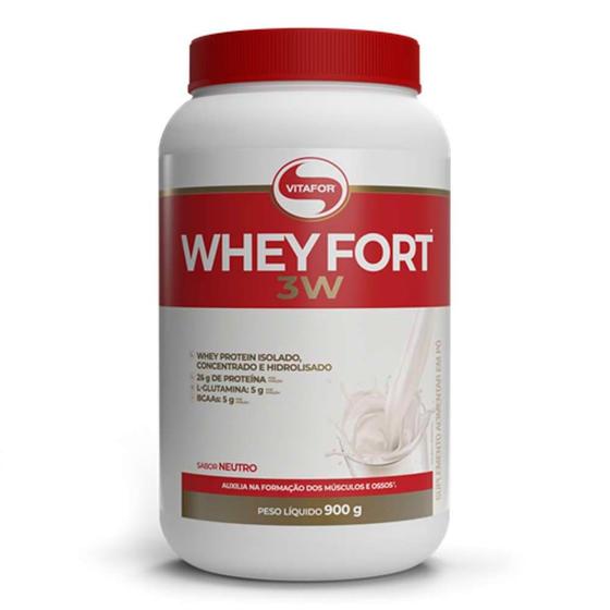Whey Protein Isolado e Hidrolisado Fort Vitafor 3W Sabor Neutro com ...