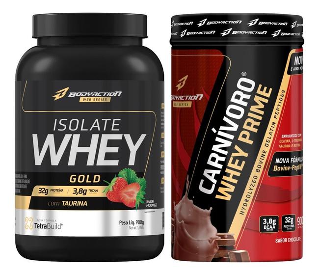 Imagem de Whey Protein Isolado e Hidrolisado Isolate Gold 900g + Carnívoro Whey Prime Bodyaction