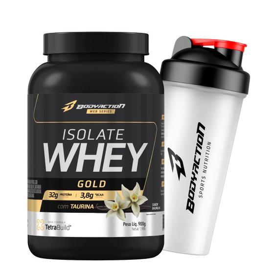 Imagem de Whey Protein Isolado Isolate Gold 900g Zero Lactose + Coqueteleira - Bodyaction