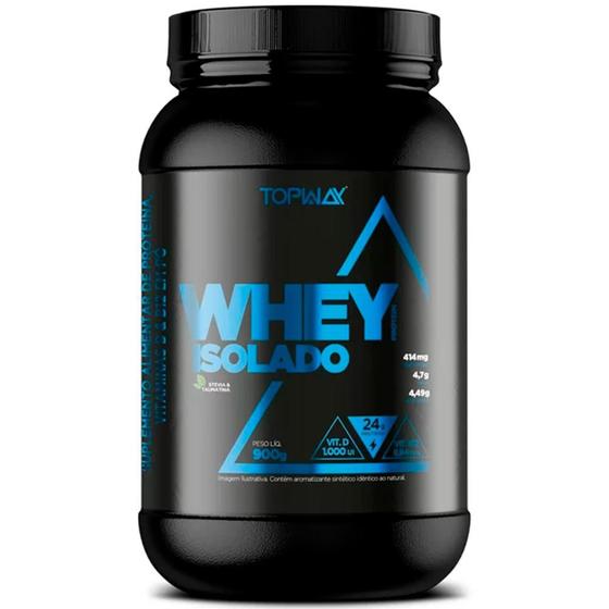 Whey Protein Isolado Topway Morango 900g Vitamina B12, Vitamina D