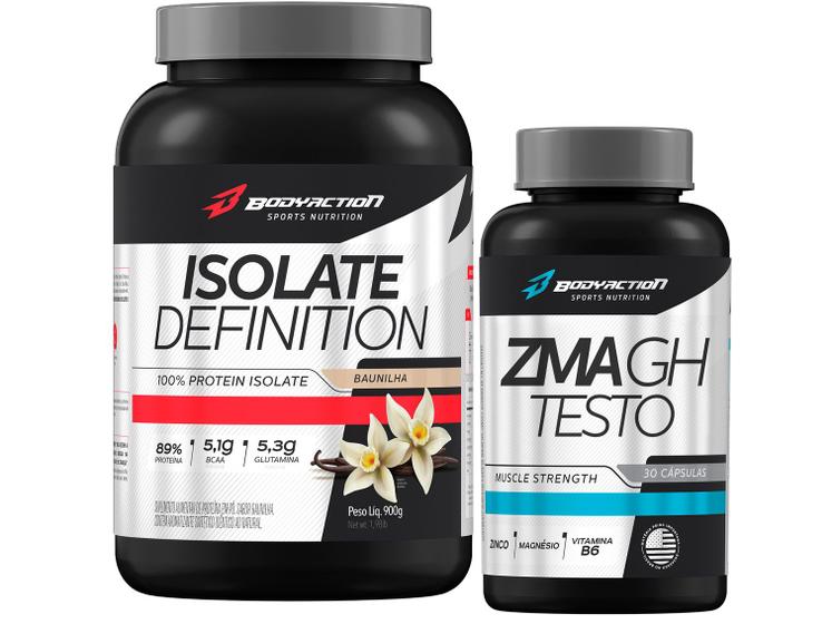Whey Protein Isolate Definition 900g + Zma GHTesto Bodyaction Whey Protein Magazine Luiza