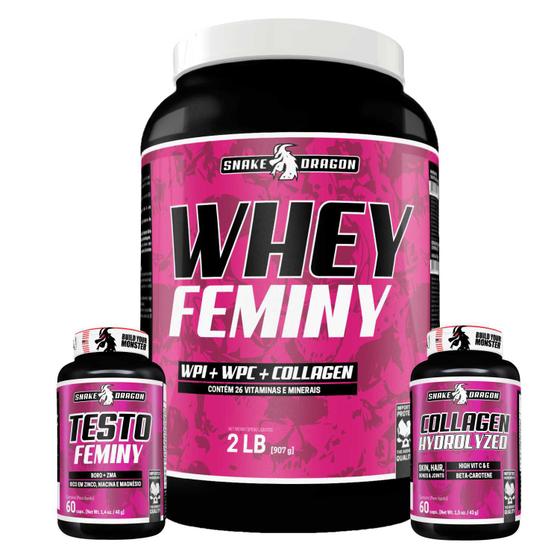 Imagem de Whey Protein Proteína + Testo Feminino Natural Vitaminas e Minerais + Colageno Tipo 1 Com Vitamina C e VitaminaEBetacaroteno