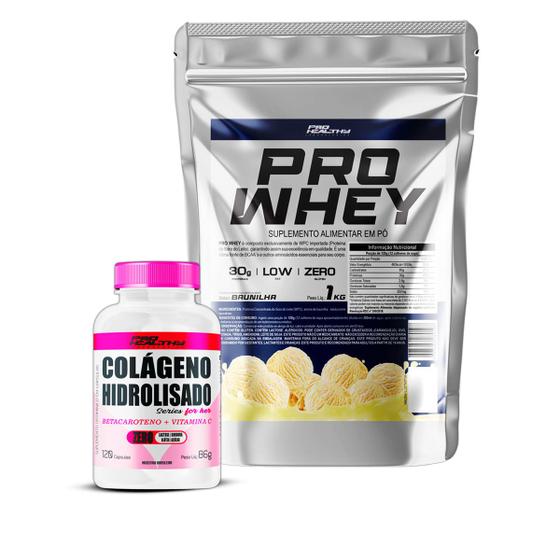 Imagem de Whey Protein Refil 1Kg + Colágeno com Vitamina C 120 Cápsulas - Pro Healthy