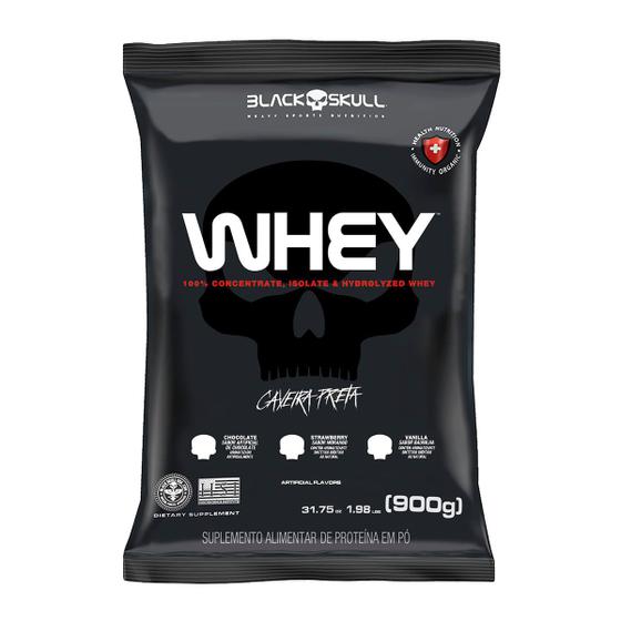 Whey protein refil black skull - 900g (wpi, wpc, wph) Menor preço em Whey protein refil black skull - 900g (wpi, wpc, wph)