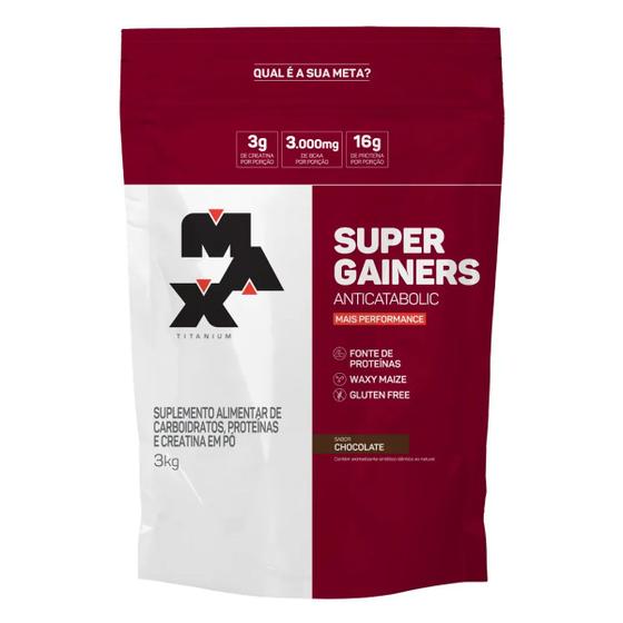 Imagem de Whey Protein Super Gainers Sabor Chocolate Refil 3kg Max Titanium