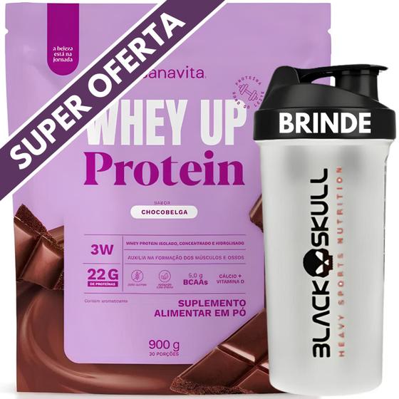 Imagem de Whey Protein UP SANAVITA 3W Isolado Concentrado Hidrolisado + COQUETELEIRA - Suplemento de Proteína c/ BCAA