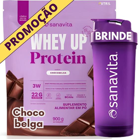 Imagem de Whey Protein UP SANAVITA 3W Isolado Concentrado Hidrolisado + COQUETELEIRA - Suplemento de Proteína c/ BCAA