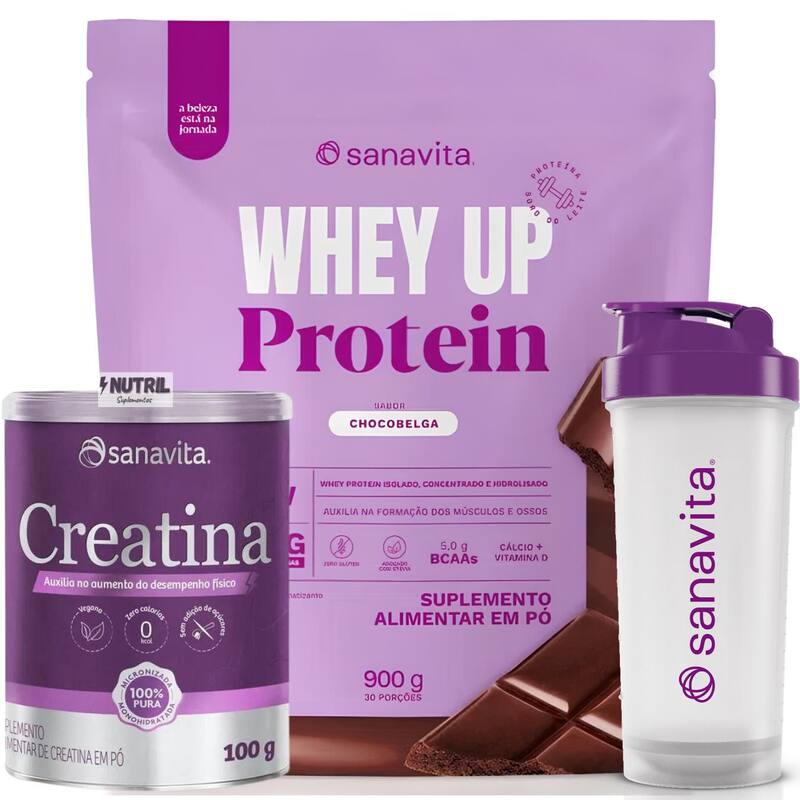 Whey Protein UP SANAVITA 3W Isolado Concentrado Hidrolisado + Creatina ...