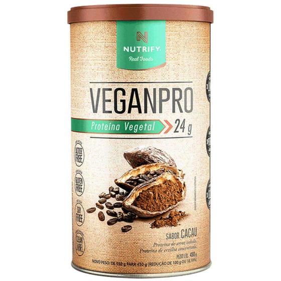 Imagem de Whey Proteina Vegana Isolado Concentrado Vegan Pro Vitamina B12 Cacau 450g - Nutrify