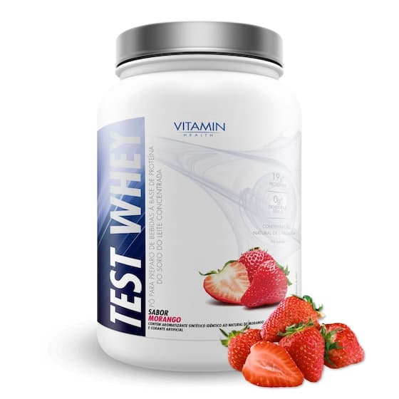 Whey Test 900 Gramas Morango 4086 Vitamin Health Proteína de Alta ...