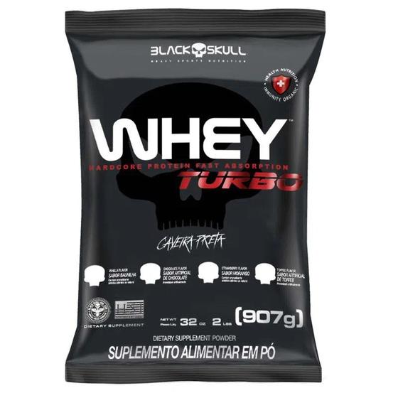 Imagem de Whey Turbo Protein Refil 907g Chocolate - Black Skull