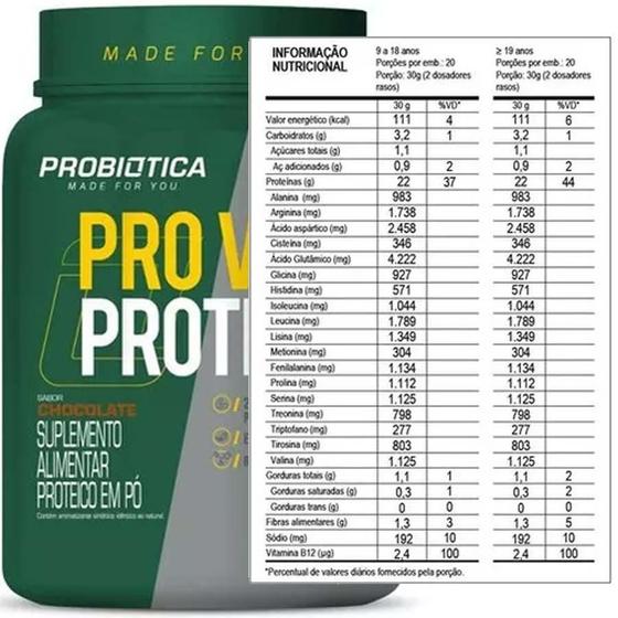 Imagem de Whey Vegano Pro Veg Protein 600G Chocolate Probiotica